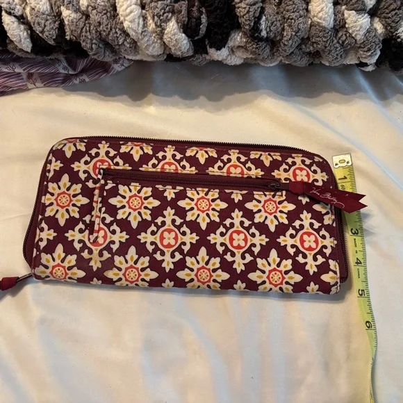 Vera Bradley Burgundy and Yellow Patterned Wallet - Picture 2 of 5